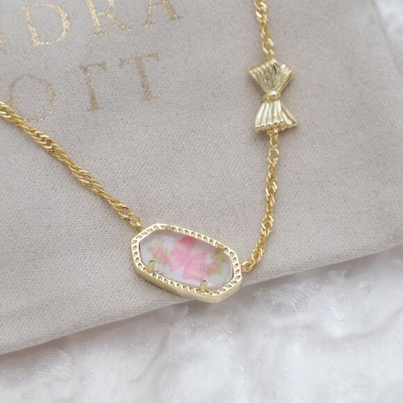 Kendra Scott - Elisa Bow Gold Rosa Beaux Necklace - new - Picture 2 of 2